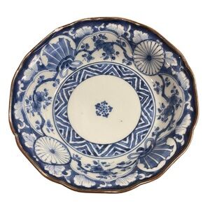 Blue and White Glazed Bowl Vintage Antique Japanese Export Ware